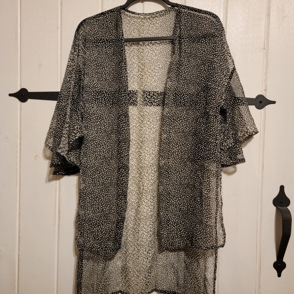 Womens Coverup Kamono Elegant Black White Sheer One Size